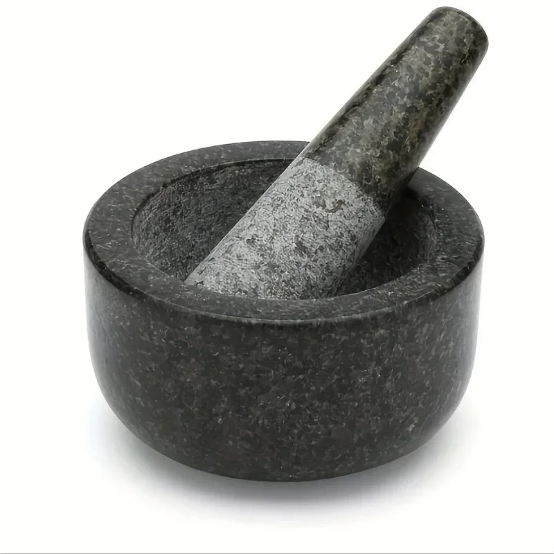 Pilão e Moedor de granito polido para moer ervas, grãos e temperos