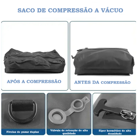 Bolsa de compressão a vácuo de 17 litros com bomba de ar, reutilizável, para viagens, armazenamento, mochila de compressão para uso externo e bagagem.