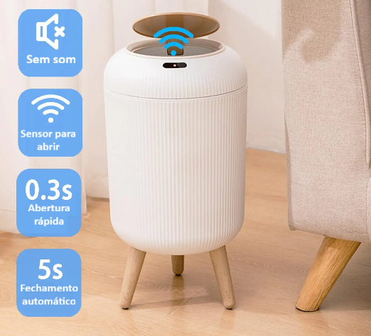 Lixeira Moderna com tampa automática e sensor de movimento