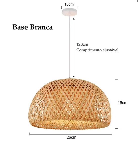 Luminárias de teto pendentes de bambu com acabamento brilhante em vime e trançado à mão.