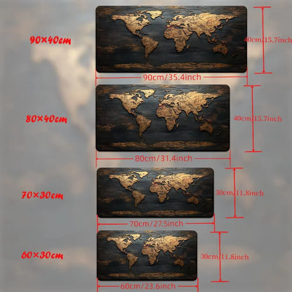 Mousepad emborrachado Grande com Mapa Mundi, antiderrapante, para PC, laptop e jogos. Ideal para mesas e notebooks