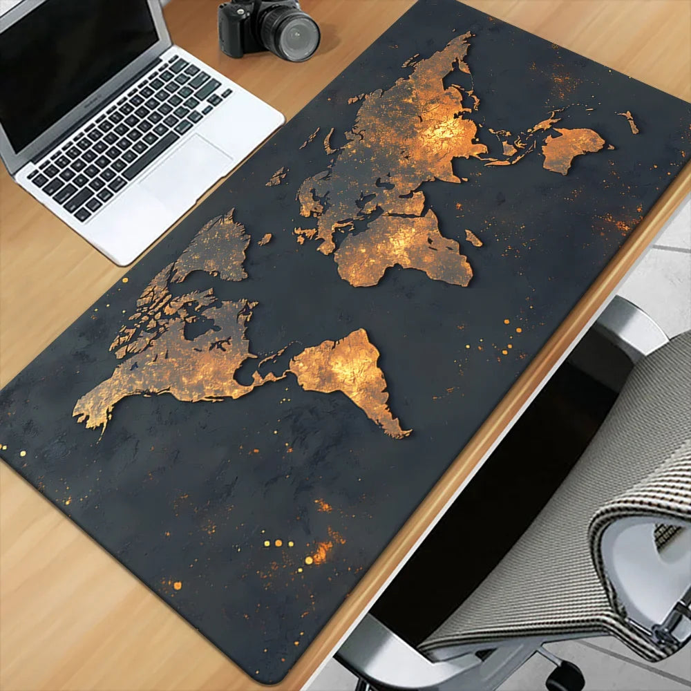 Mousepad emborrachado Grande com Mapa Mundi, antiderrapante, para PC, laptop e jogos. Ideal para mesas e notebooks