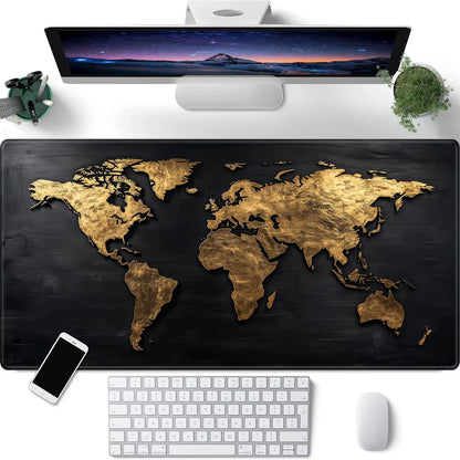 Mousepad emborrachado Grande com Mapa Mundi, antiderrapante, para PC, laptop e jogos. Ideal para mesas e notebooks