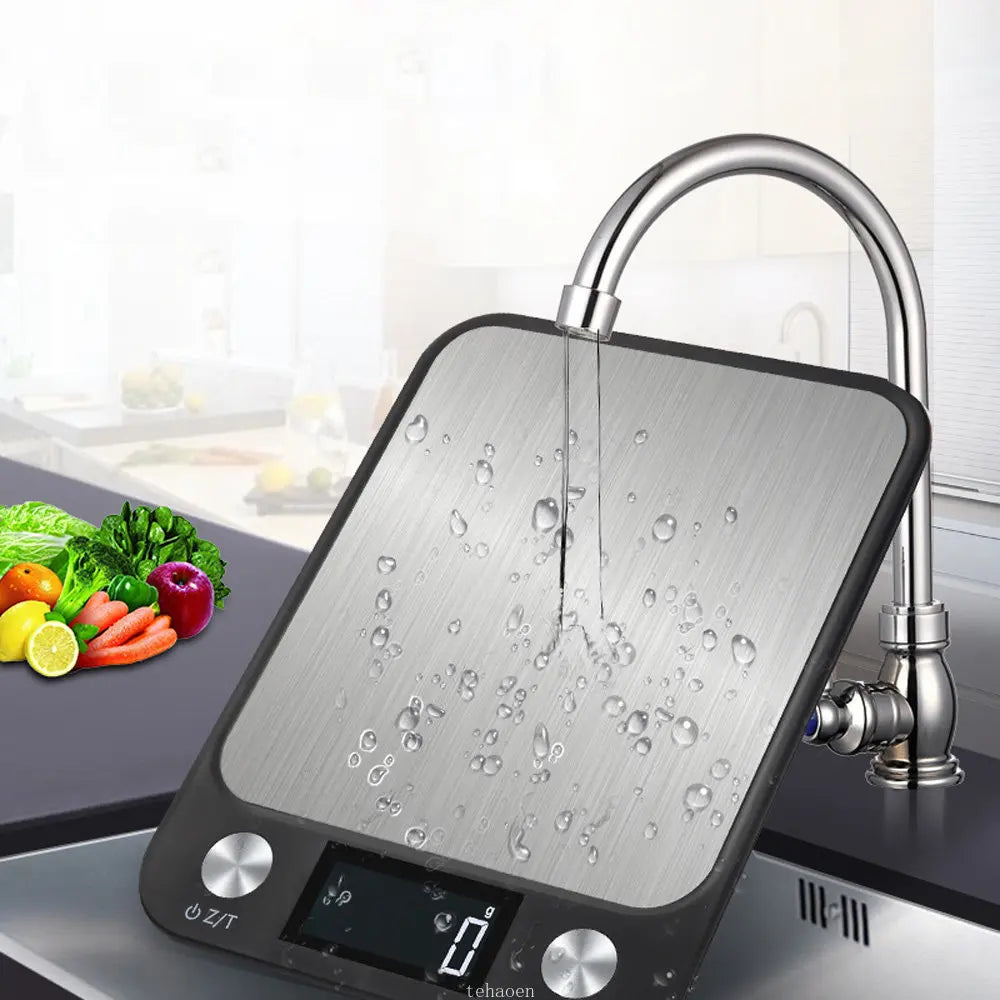 Balança de Cozinha 15Kg/1g - Balança Digital Eletrônica em Aço Inoxidável