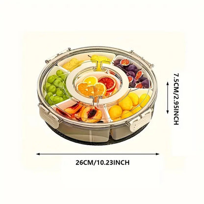 Bandeja/Petisqueira Rotativa com tampa e compartimentos