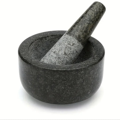 Pilão e Moedor de granito polido para moer ervas, grãos e temperos