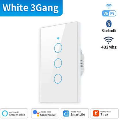 Interruptor inteligente com 1, 2, 3 ou 4 botões de luz LED com sensor de toque, compatível com Alexa e Google Home