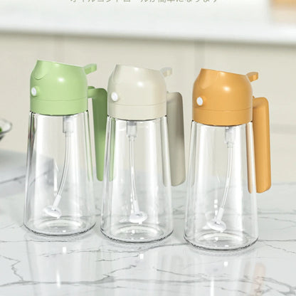 Frasco de vidro de 470ml com spray para óleo.