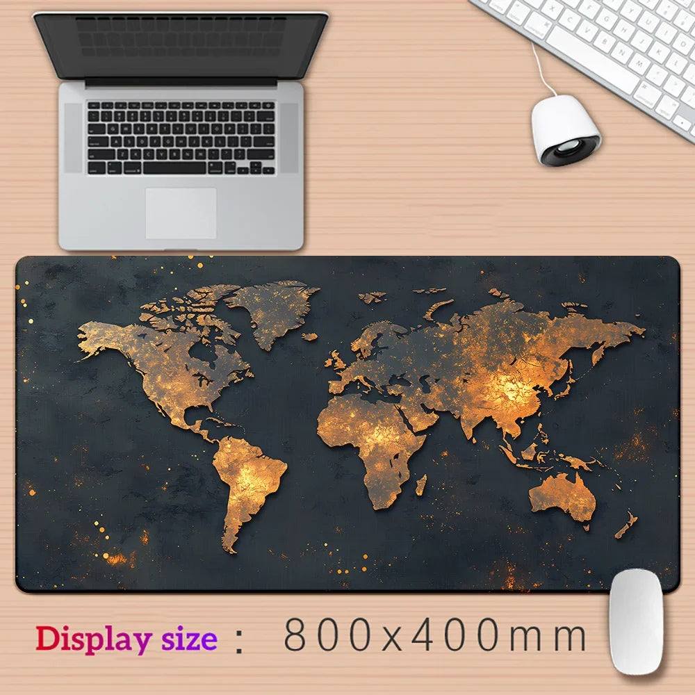 Mousepad emborrachado Grande com Mapa Mundi, antiderrapante, para PC, laptop e jogos. Ideal para mesas e notebooks