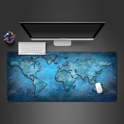 Mousepad emborrachado Grande com Mapa Mundi, antiderrapante, para PC, laptop e jogos. Ideal para mesas e notebooks