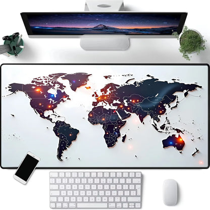 Mousepad emborrachado Grande com Mapa Mundi, antiderrapante, para PC, laptop e jogos. Ideal para mesas e notebooks
