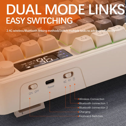 Kit de teclado e mouse sem fio M96 com tela digital, Bluetooth para jogos e conexão com vários dispositivos.