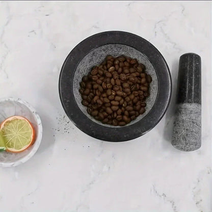 Pilão e Moedor de granito polido para moer ervas, grãos e temperos