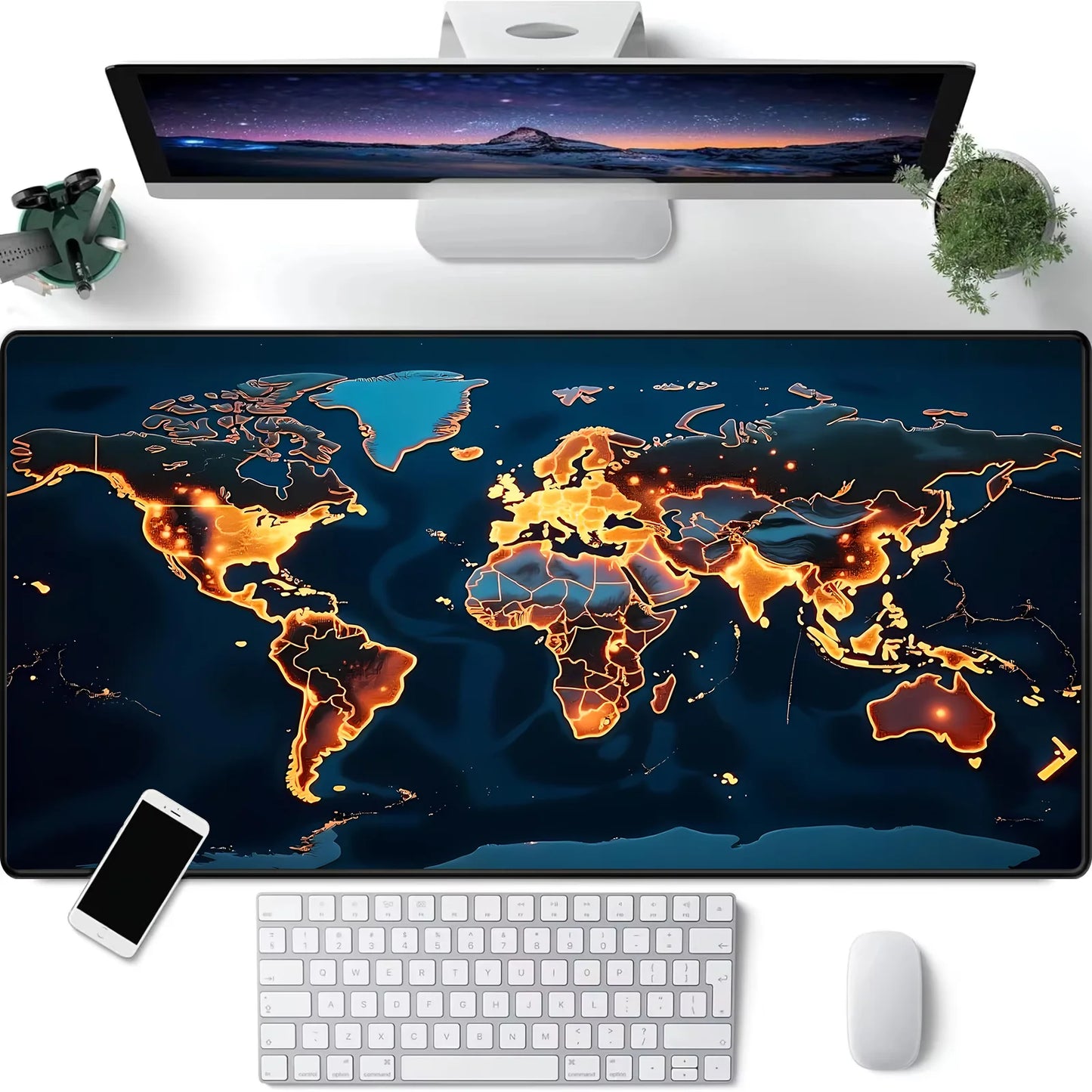 Mousepad emborrachado Grande com Mapa Mundi, antiderrapante, para PC, laptop e jogos. Ideal para mesas e notebooks