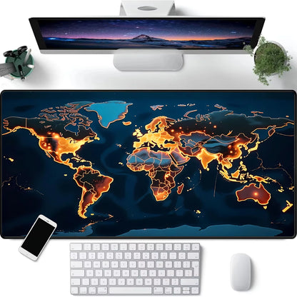 Mousepad emborrachado Grande com Mapa Mundi, antiderrapante, para PC, laptop e jogos. Ideal para mesas e notebooks