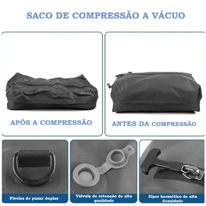 Bolsa de compressão a vácuo de 17 litros com bomba de ar, reutilizável, para viagens, armazenamento, mochila de compressão para uso externo e bagagem.