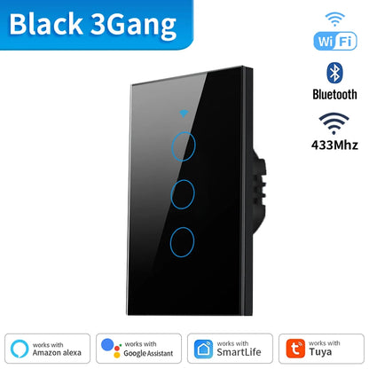 Interruptor inteligente com 1, 2, 3 ou 4 botões de luz LED com sensor de toque, compatível com Alexa e Google Home