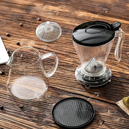 Cafeteira Pour Over de 600ml, Resistente a Frio e Calor, com filtro removível, infusor para Café e Chá.