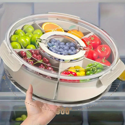 Bandeja/Petisqueira Rotativa com tampa e compartimentos