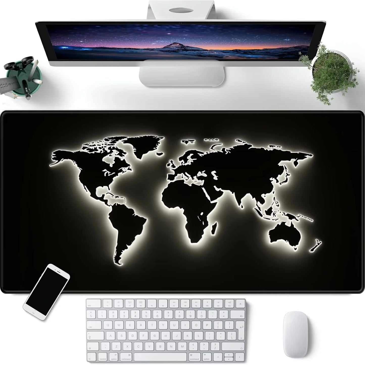 Mousepad emborrachado Grande com Mapa Mundi, antiderrapante, para PC, laptop e jogos. Ideal para mesas e notebooks