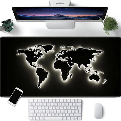 Mousepad emborrachado Grande com Mapa Mundi, antiderrapante, para PC, laptop e jogos. Ideal para mesas e notebooks