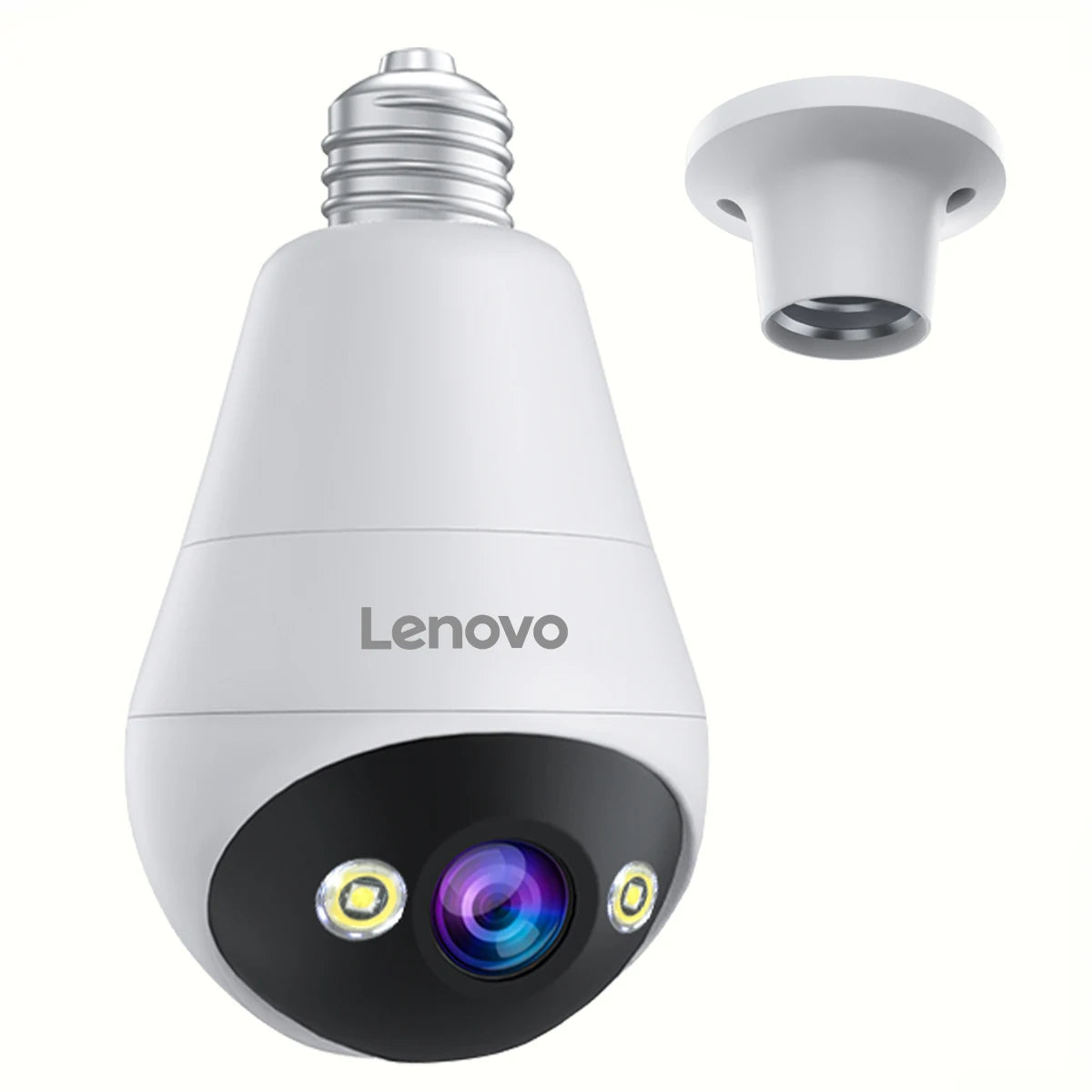 Câmera Lenovo 3MP WIFI E27 em formato de lâmpada, com visão noturna, Comunicador de Voz Bidirecional