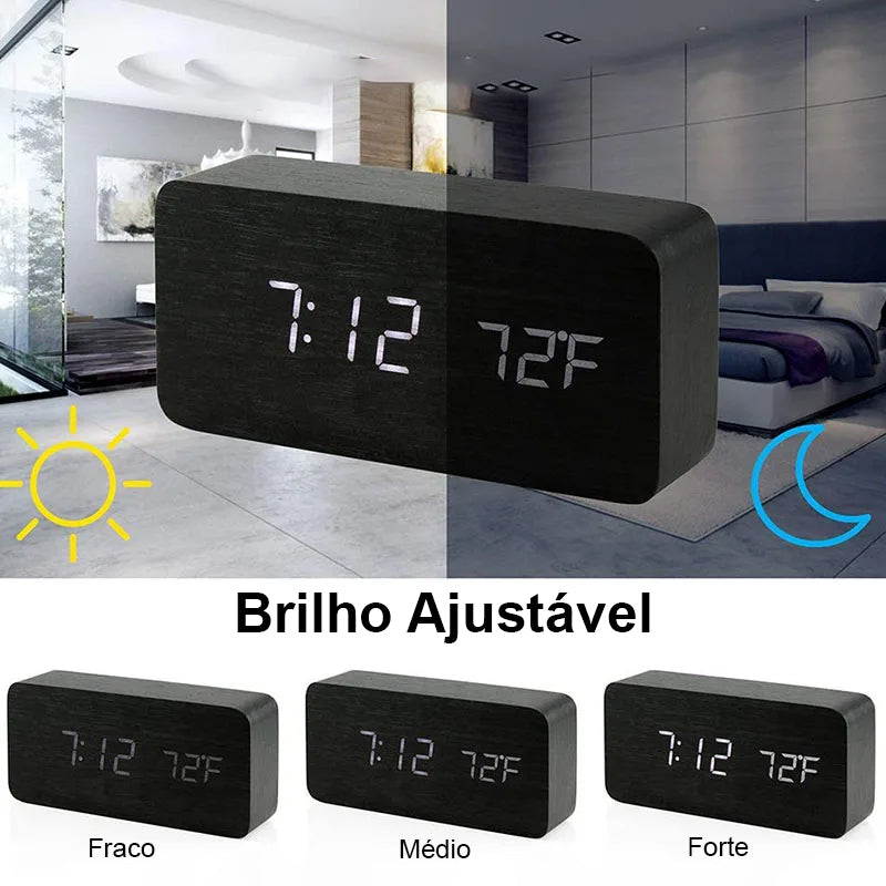 Relógio Despertador Digital LED com Temperatura