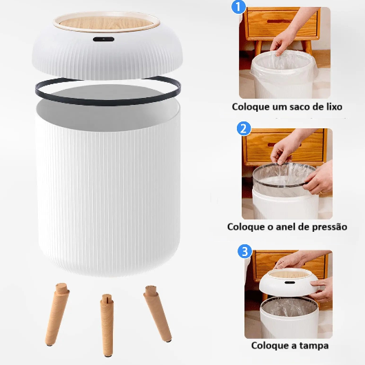 Lixeira Moderna com tampa automática e sensor de movimento