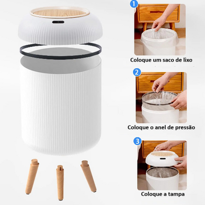 Lixeira Moderna com tampa automática e sensor de movimento