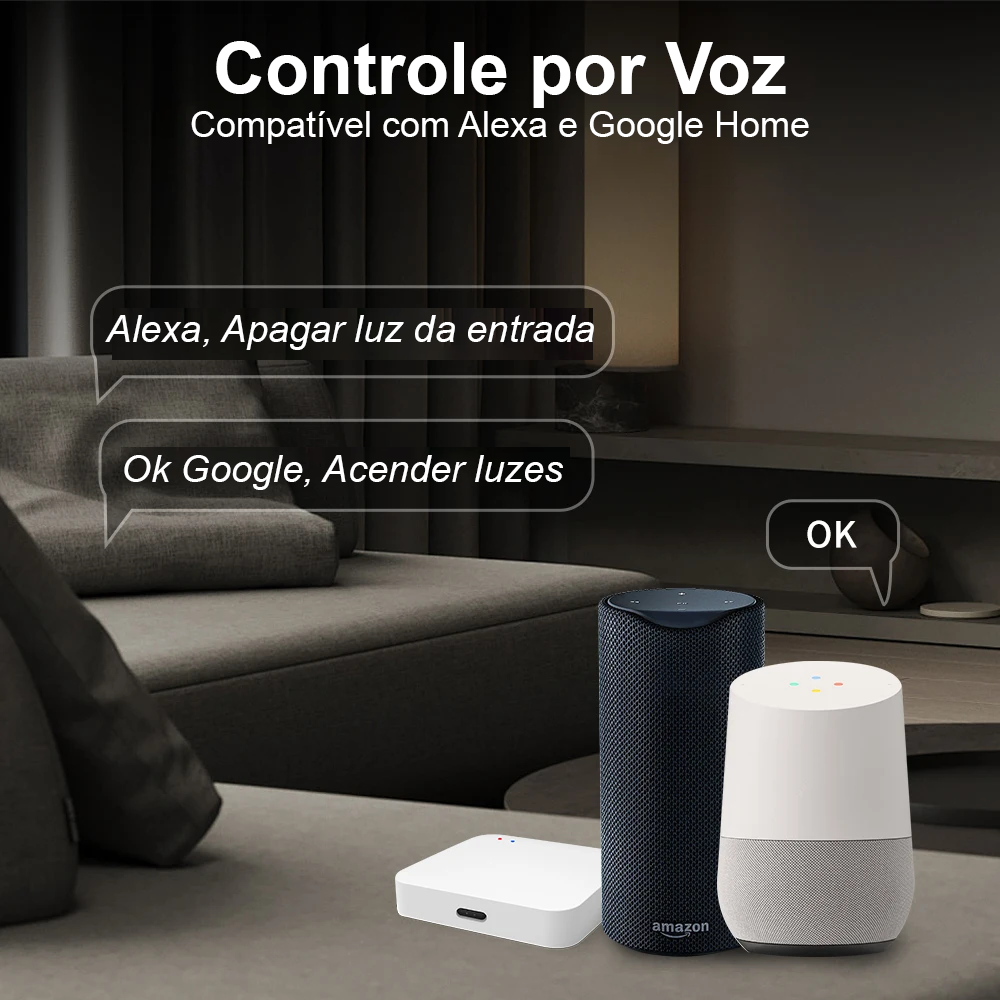 Interruptor inteligente com 1, 2, 3 ou 4 botões de luz LED com sensor de toque, compatível com Alexa e Google Home